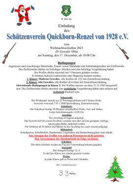 Ausschreibung: Weihnachtsschießen 2023: ZF-Gewehr 100m